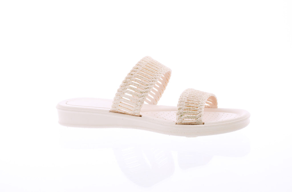 Women Double Band Glitter Slide