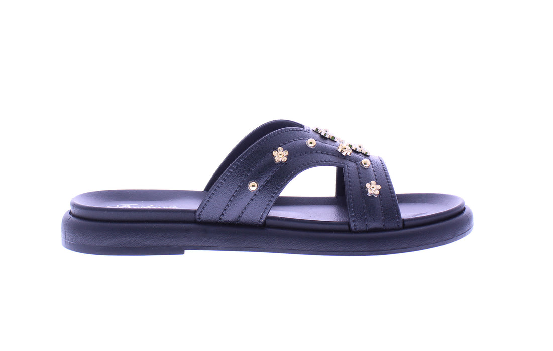 Women Slip on with Gold Studs and Flowers