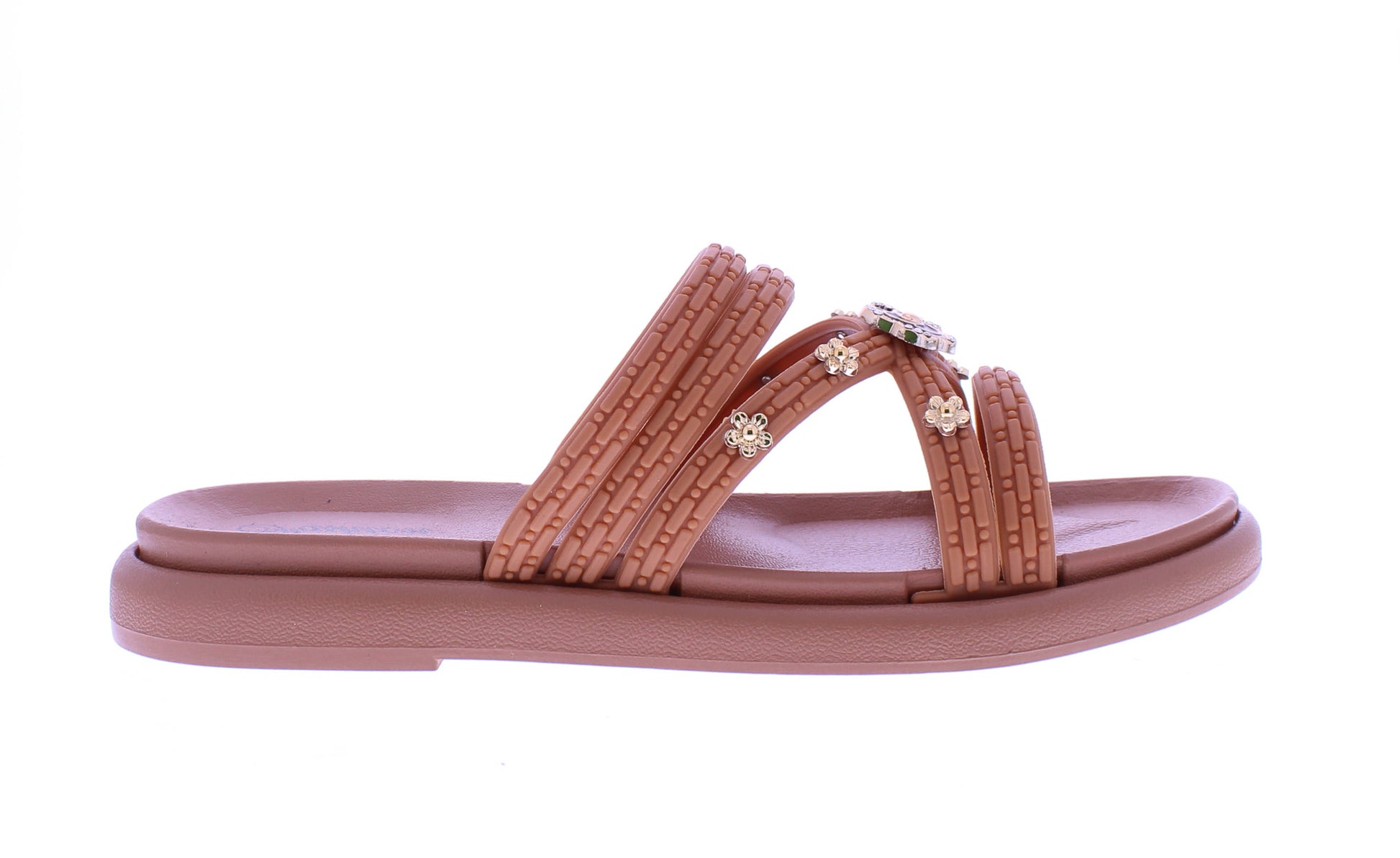 Women Slide with Gold  Flower Studs