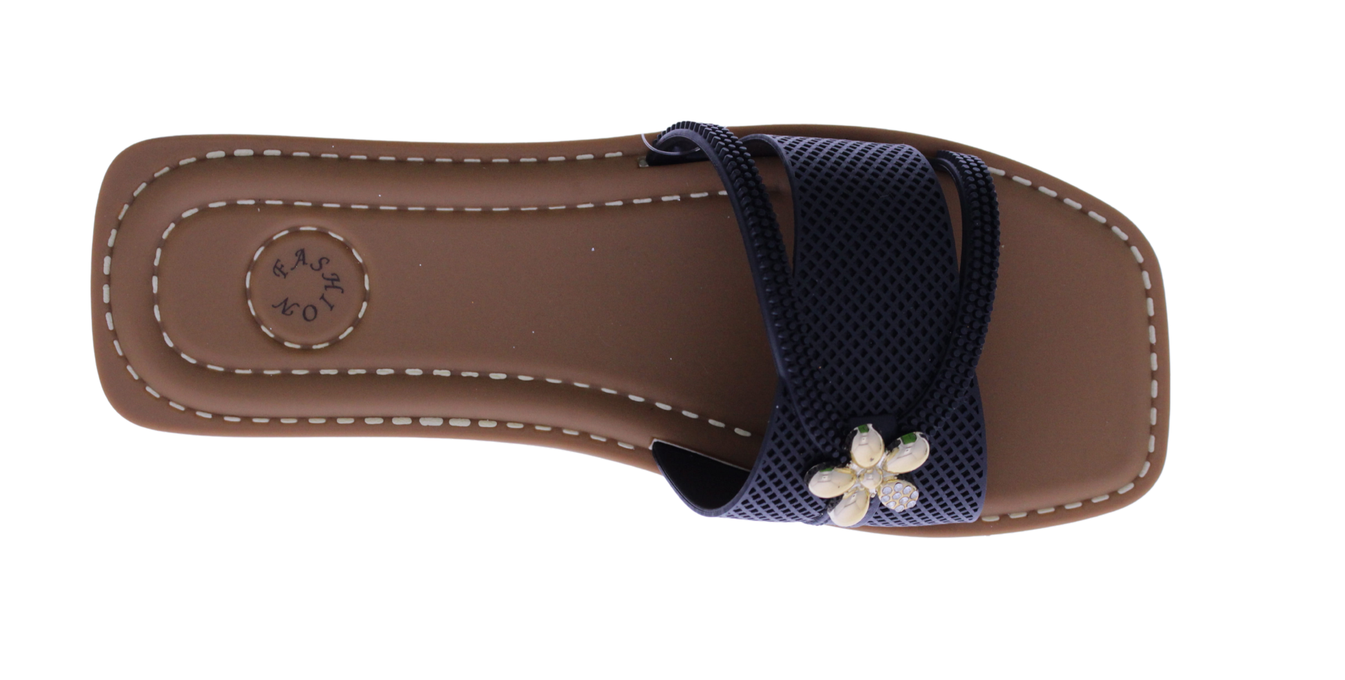 Women Slide with Flower Metal Charm