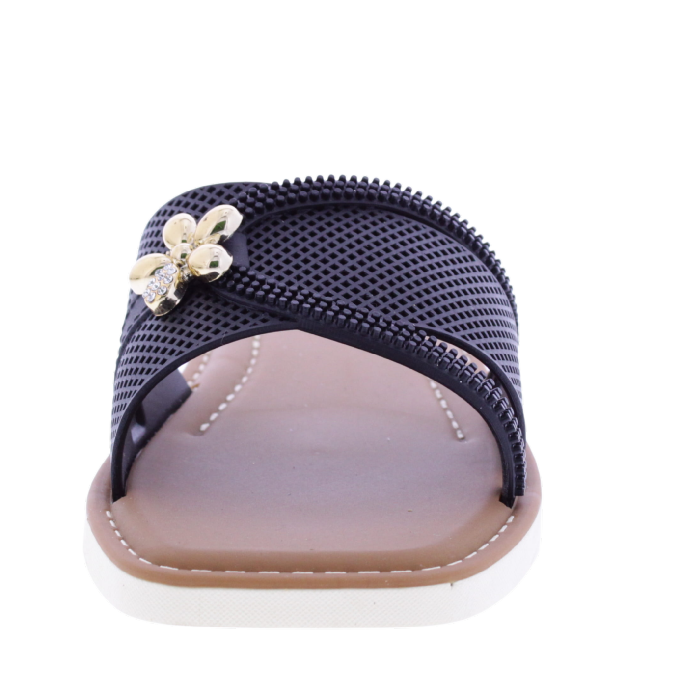 Women Slide with Flower Metal Charm