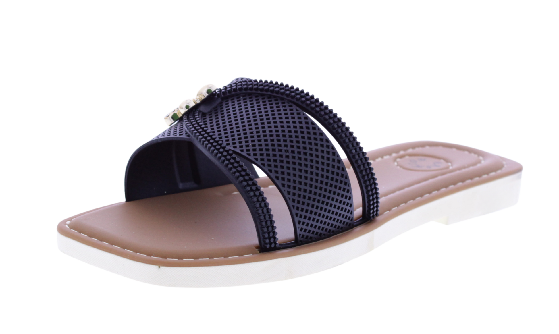 Women Slide with Flower Metal Charm