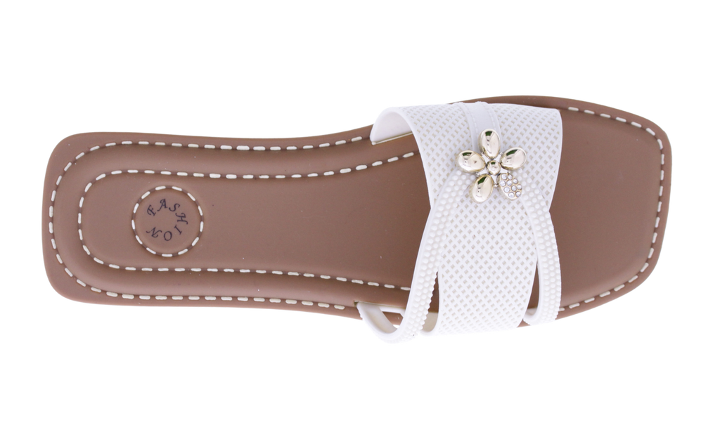 Women Slide with Flower Metal Charm