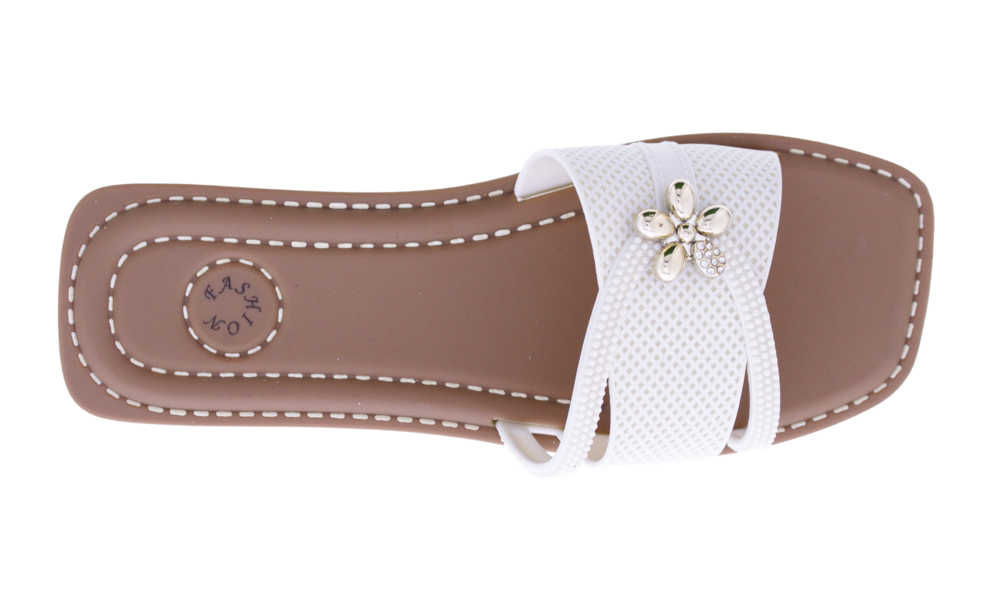 Women Slide with Flower Metal Charm