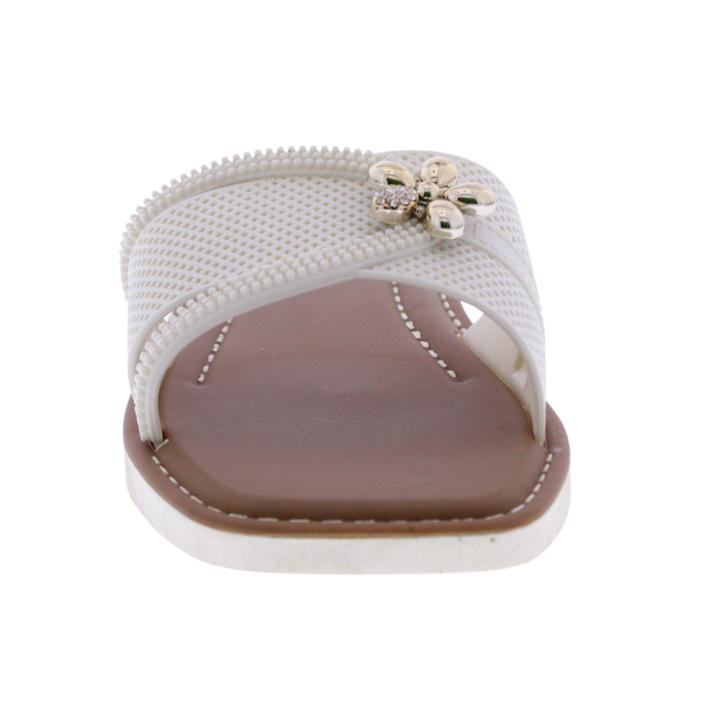 Women Slide with Flower Metal Charm