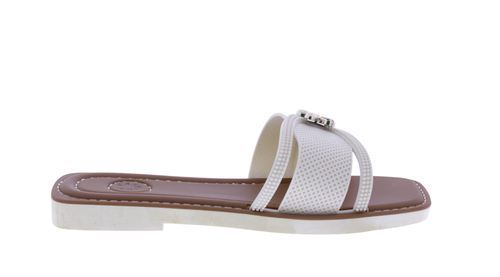 Women Slide with Flower Metal Charm