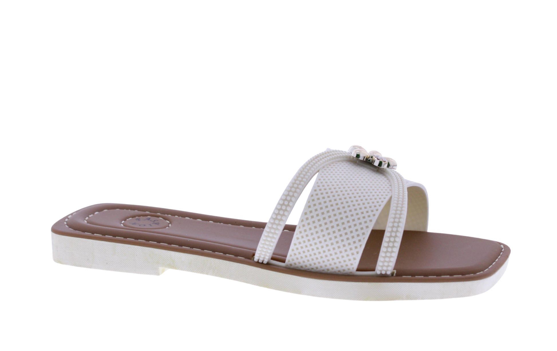 Women Slide with Flower Metal Charm