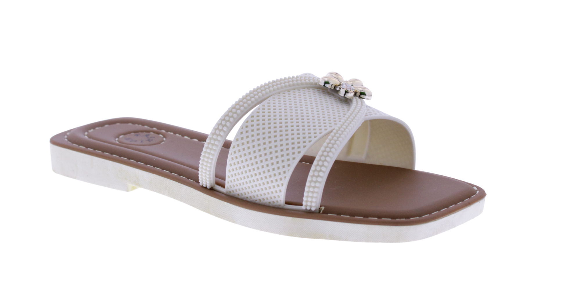 Women Slide with Flower Metal Charm