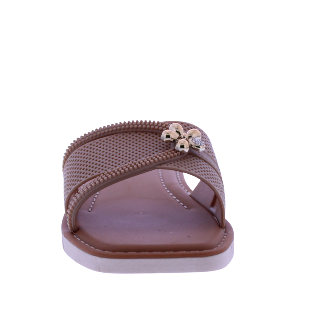 Women Slide with Flower Metal Charm