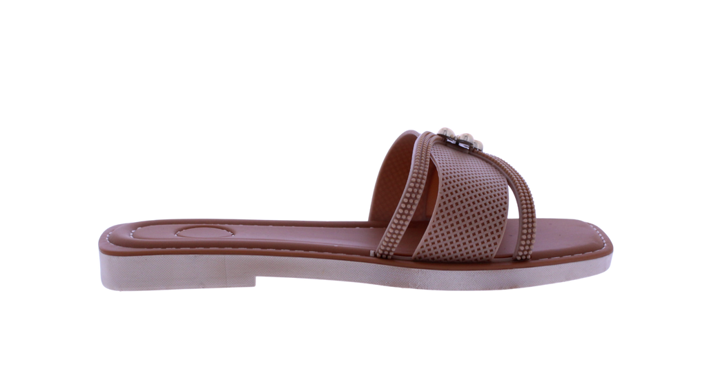 Women Slide with Flower Metal Charm