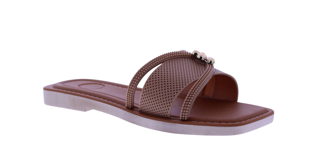 Women Slide with Flower Metal Charm
