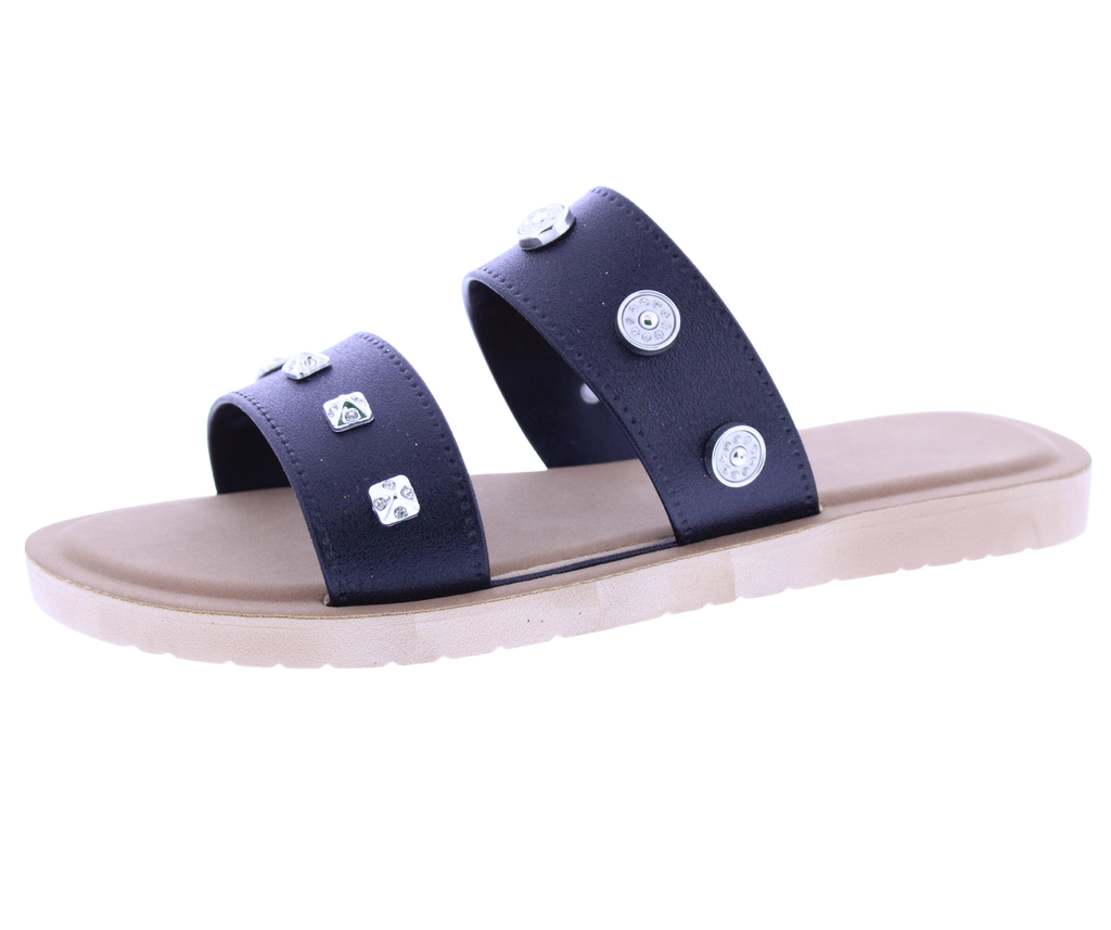 Women Metal Charm Slip On