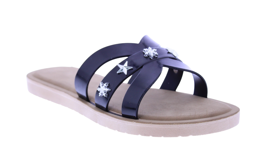 Women Metallic Charm Slip On