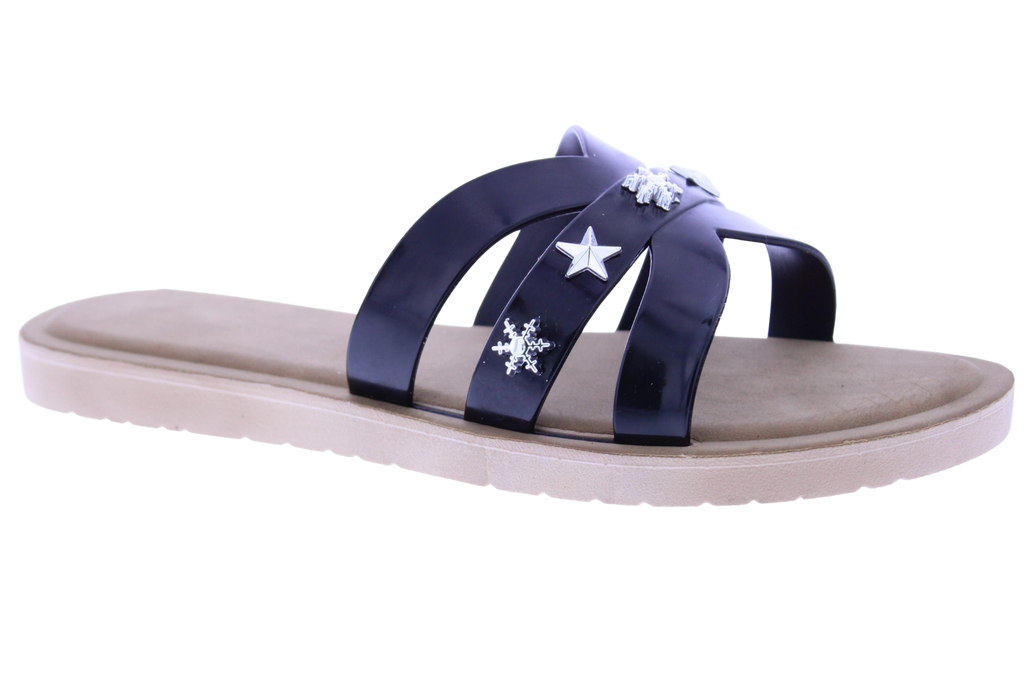 Women Metallic Charm Slip On