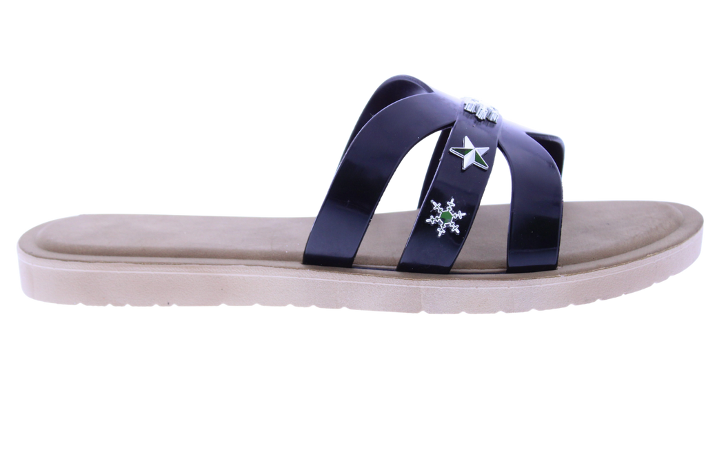 Women Metallic Charm Slip On