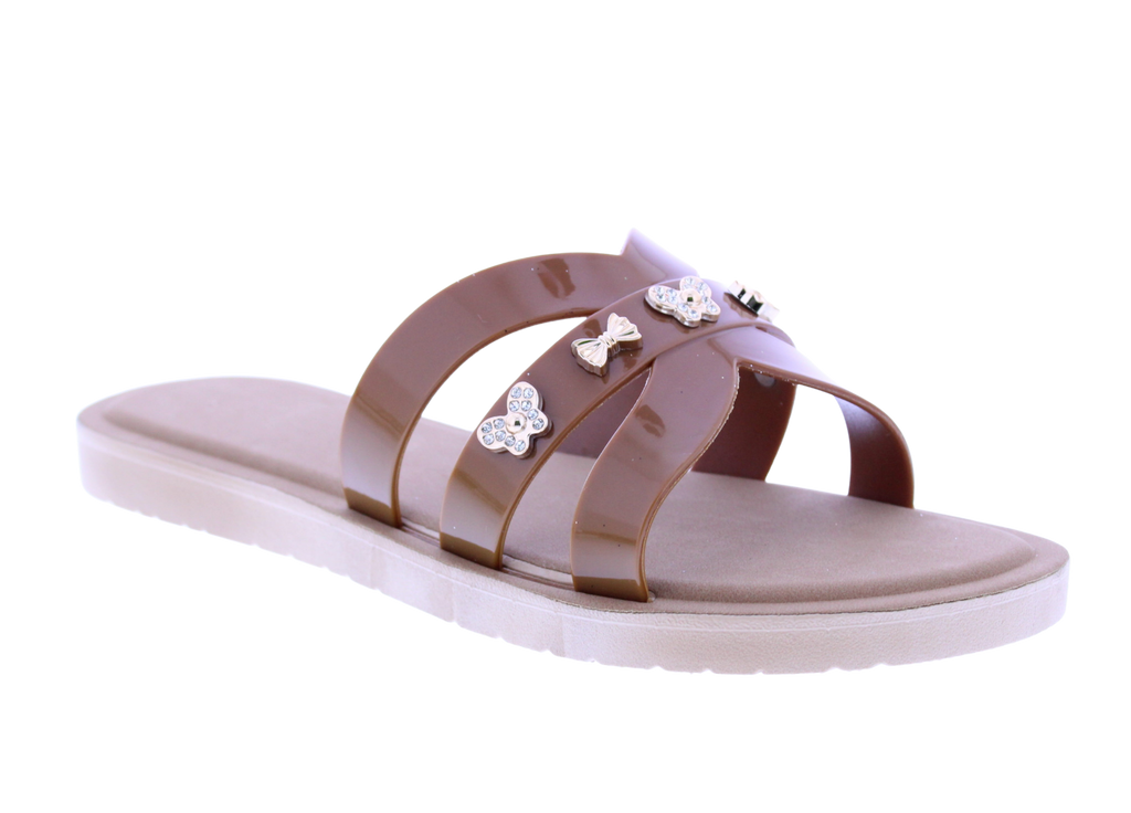 Women Metallic Charm Slip On