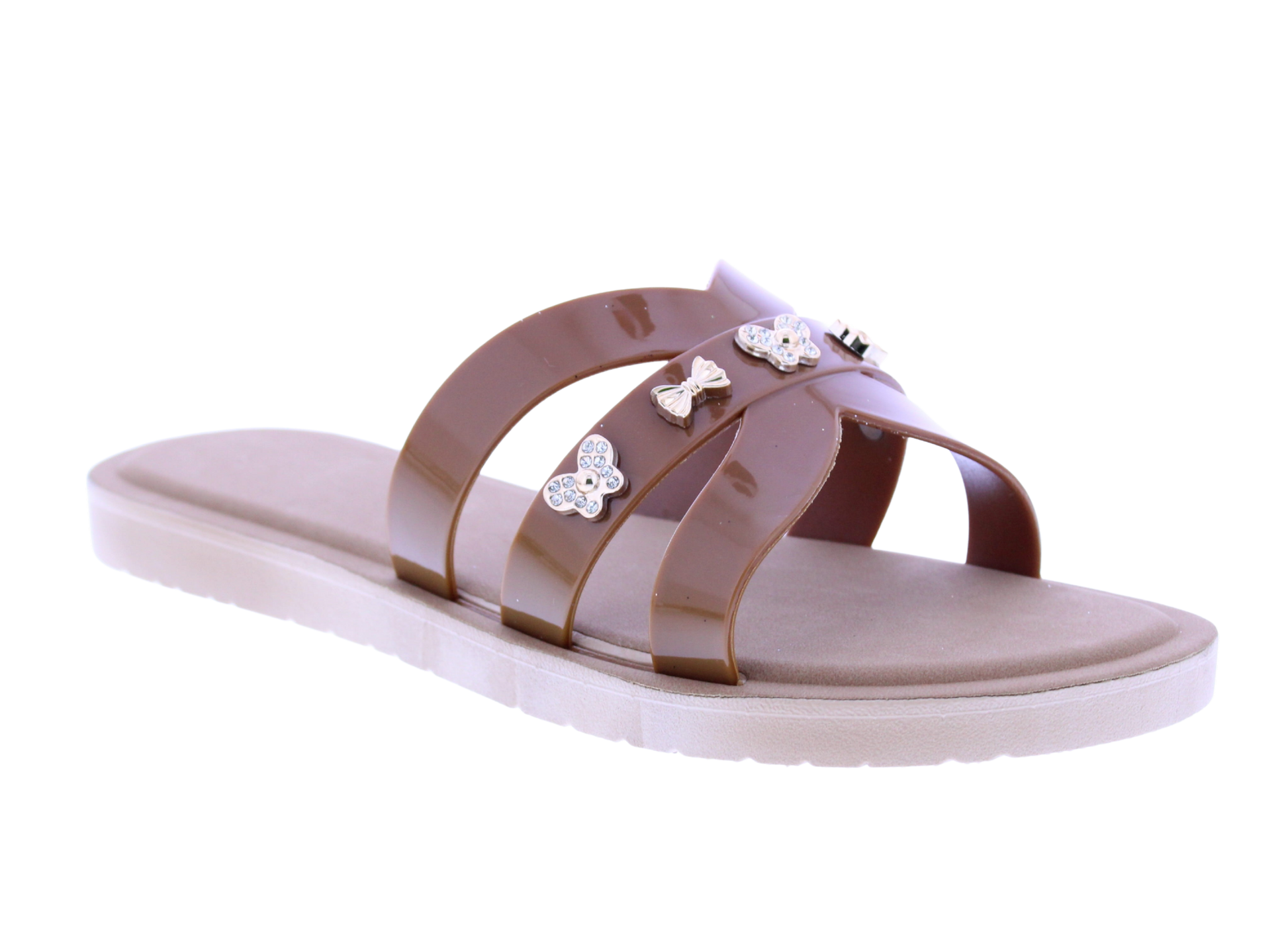 Women Metallic Charm Slip On