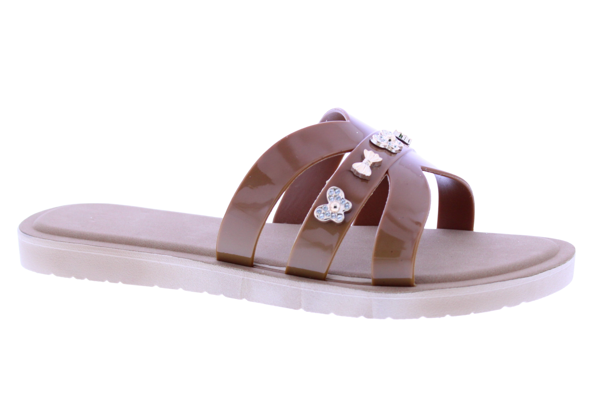 Women Metallic Charm Slip On