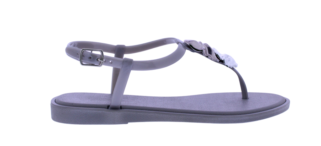Women's T-Strap Sandal with Metallic Accents