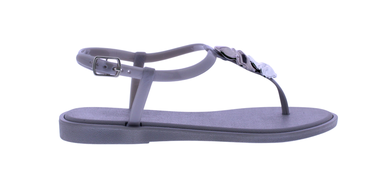 Women's T-Strap Sandal with Metallic Accents