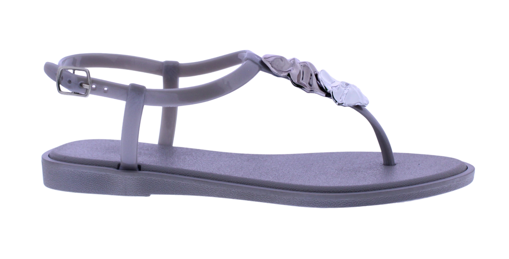 Women's T-Strap Sandal with Metallic Accents