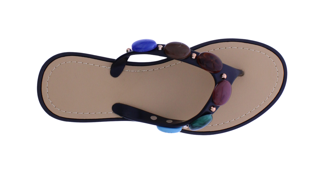 Women's Stone Beaded Flip Flops