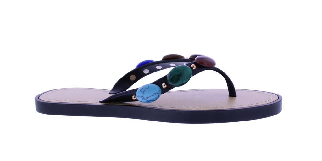 Women's Stone Beaded Flip Flops