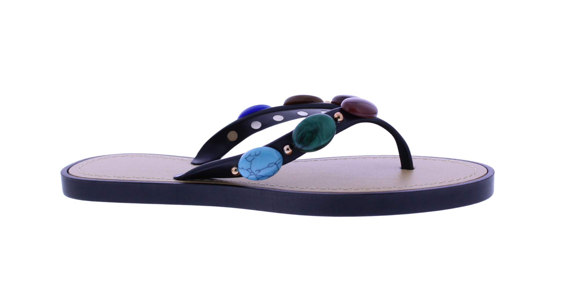 Women's Stone Beaded Flip Flops
