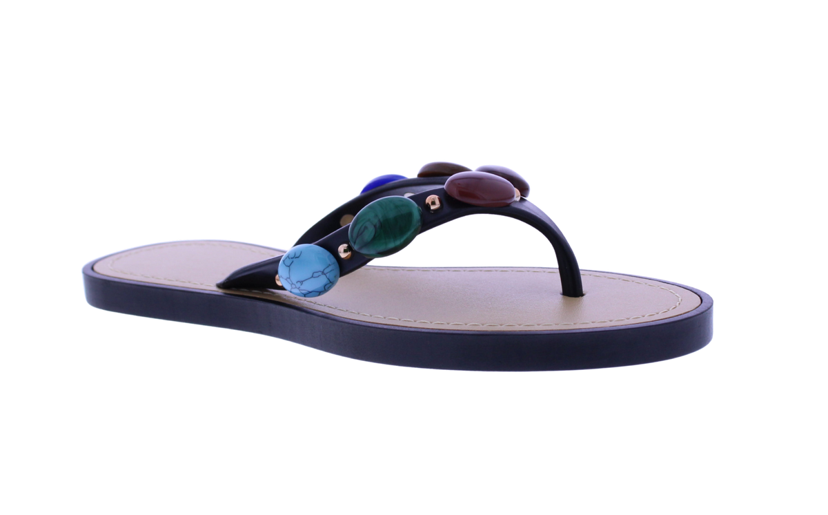 Women's Stone Beaded Flip Flops