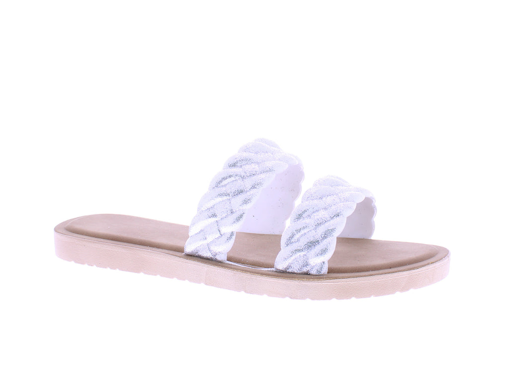 Women Double Braided Band Glitter Slip On