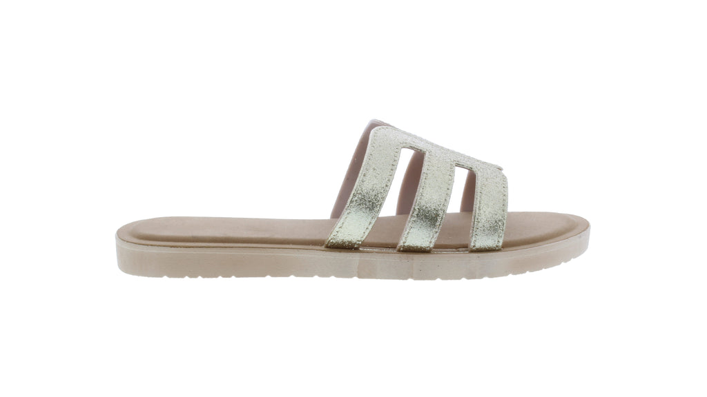 Sandalias de goma para mujer con purpurina