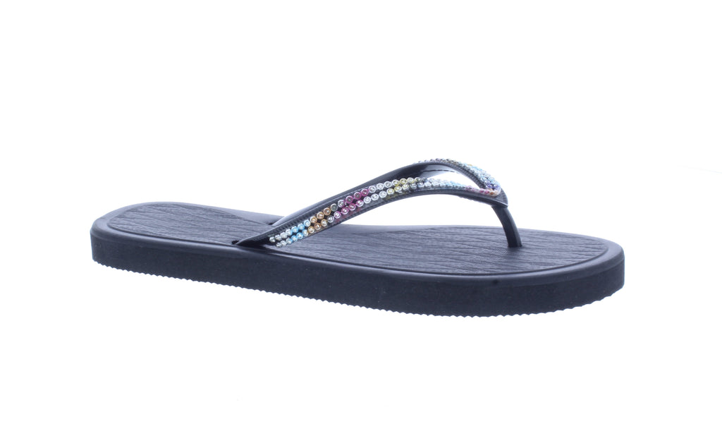 Women Flip Flop with Multicolor Rhinestones
