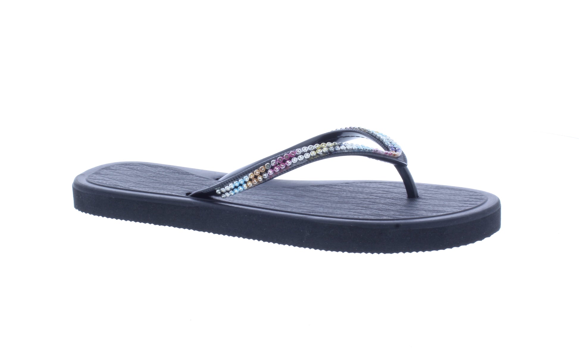 Women Flip Flop with Multicolor Rhinestones