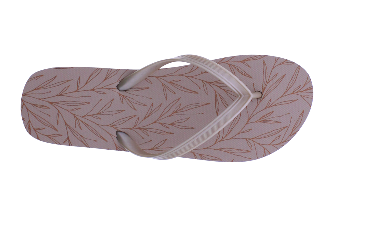 Women Metallic Leaf Print Flip Flop