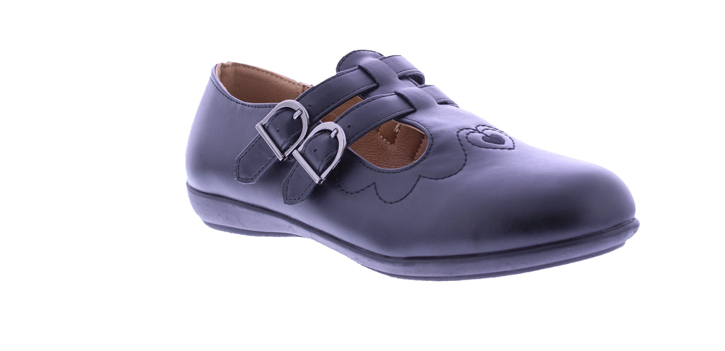 Women School Shoe with Double Buckle Closure