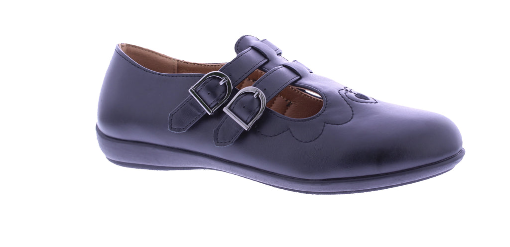 Women School Shoe with Double Buckle Closure