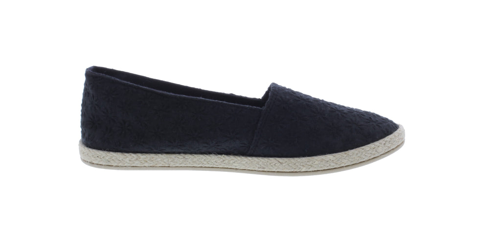 Women Flower Stitched Fabric Slip On