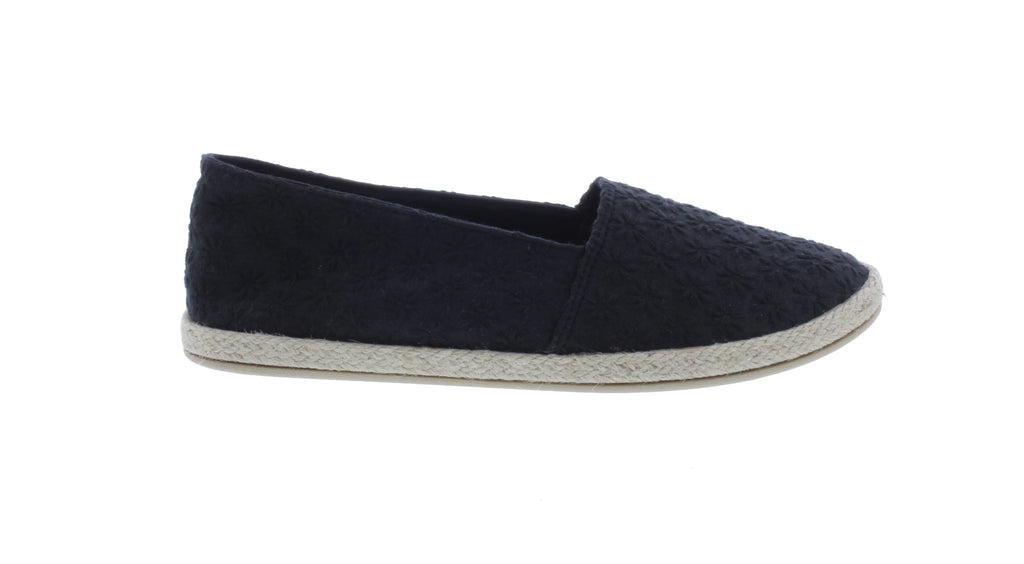 Women Flower Stitched Fabric Slip On