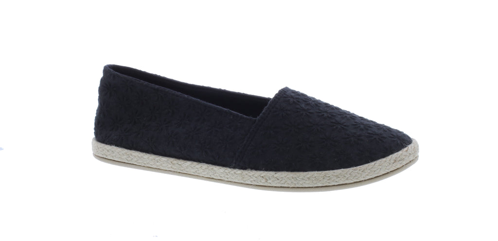 Women Flower Stitched Fabric Slip On