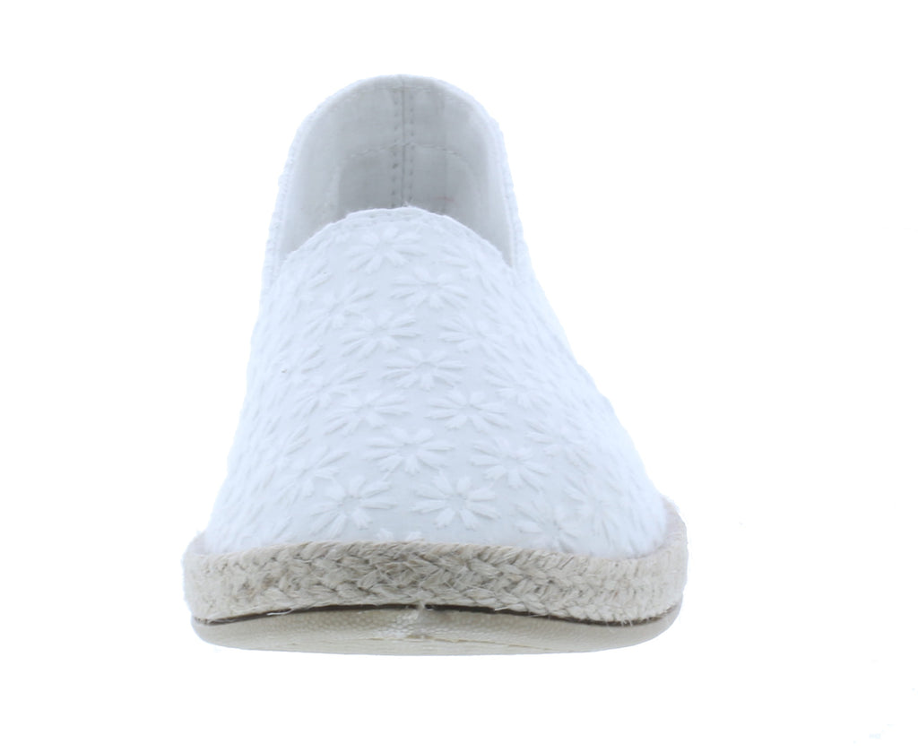 Women Flower Stitched Fabric Slip On