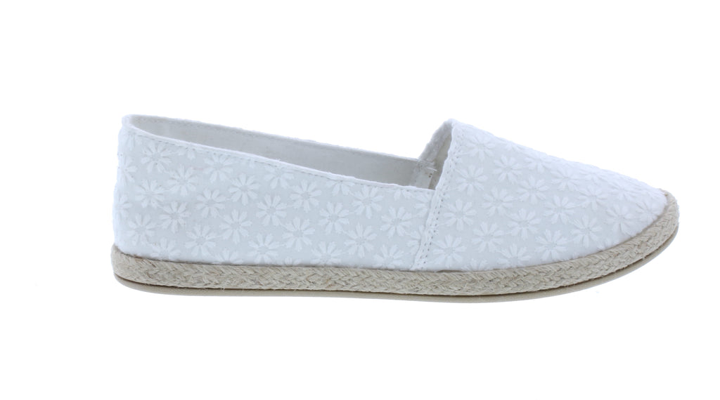 Women Flower Stitched Fabric Slip On