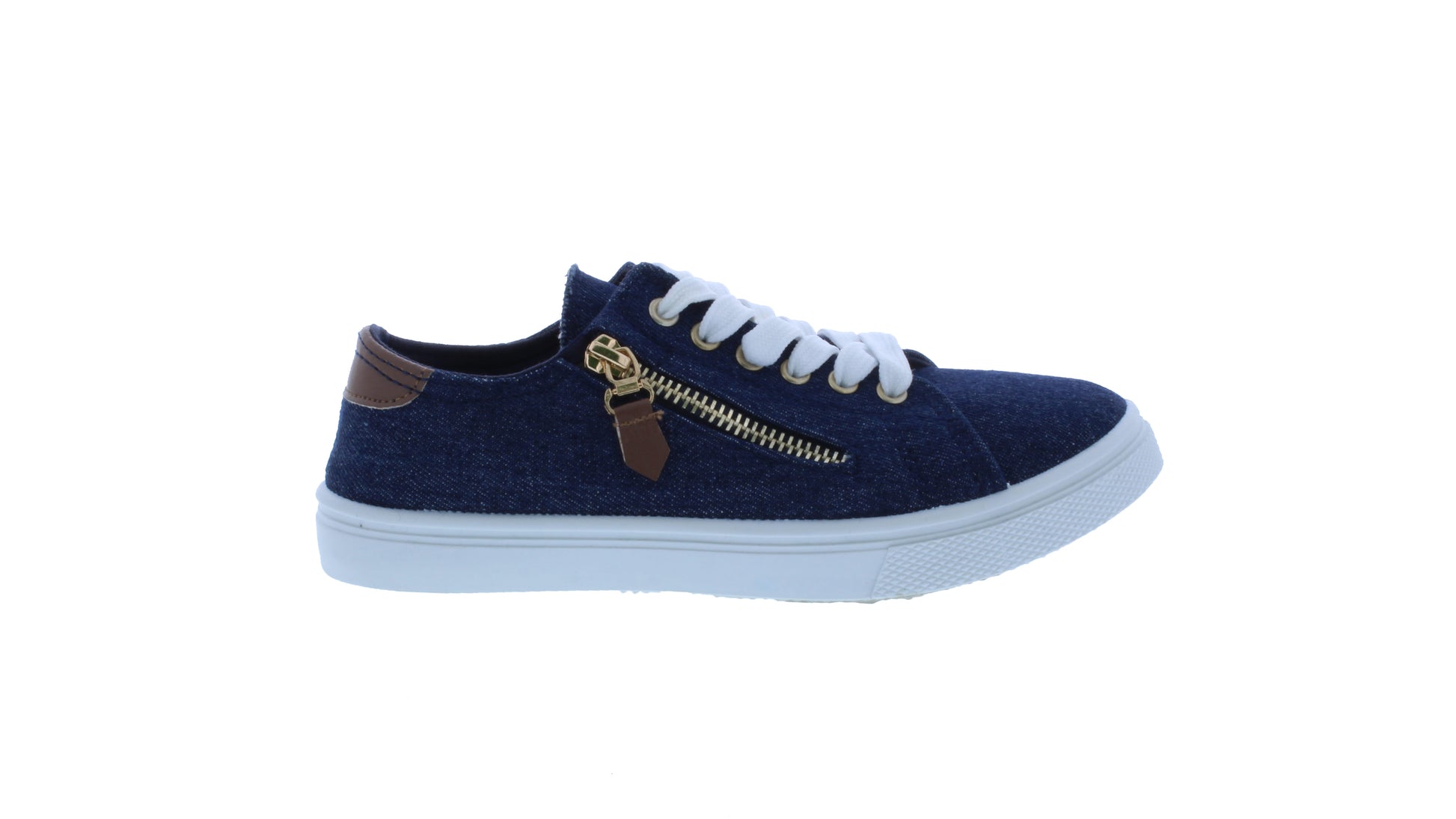 Women Fabric Sneaker with Decorative Zipper