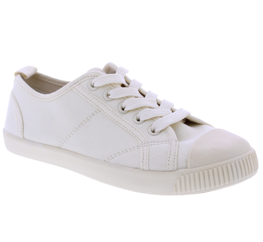 Women Fabric Lace Up Sneaker with Toe Cap