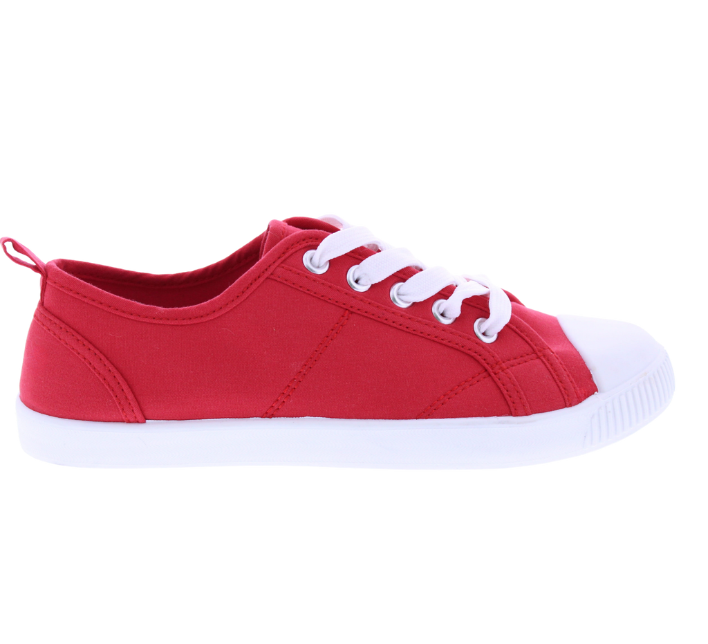 Women Fabric Lace Up Sneaker with Toe Cap