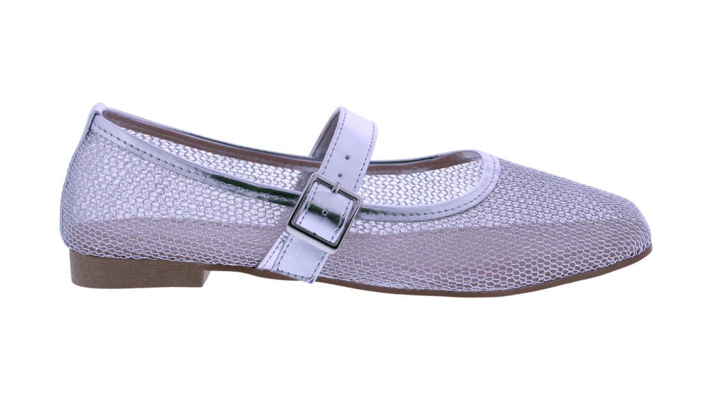 Women Metallic Mesh Mary Jane