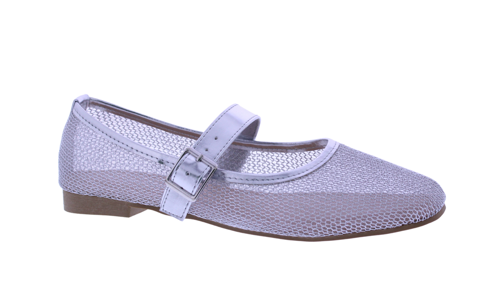 Women Metallic Mesh Mary Jane