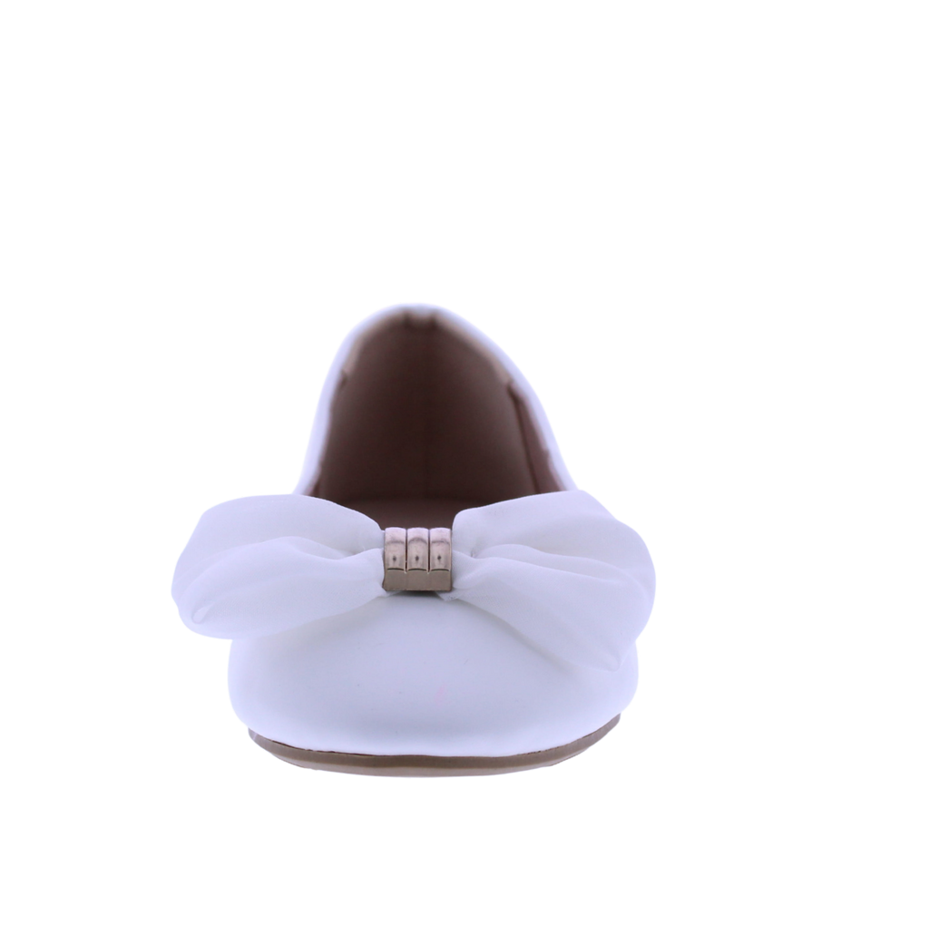 Women Suede Ballerina with Chiffon Bow