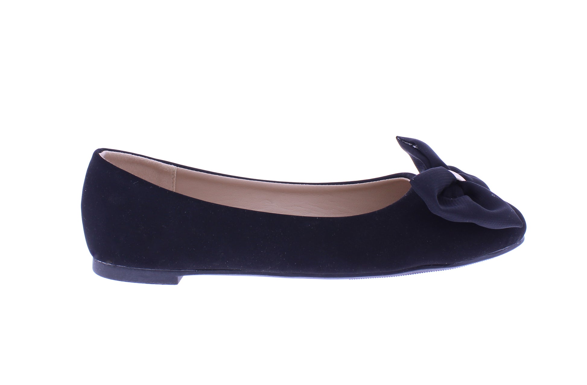 Women Suede Ballerina with Chiffon Bow
