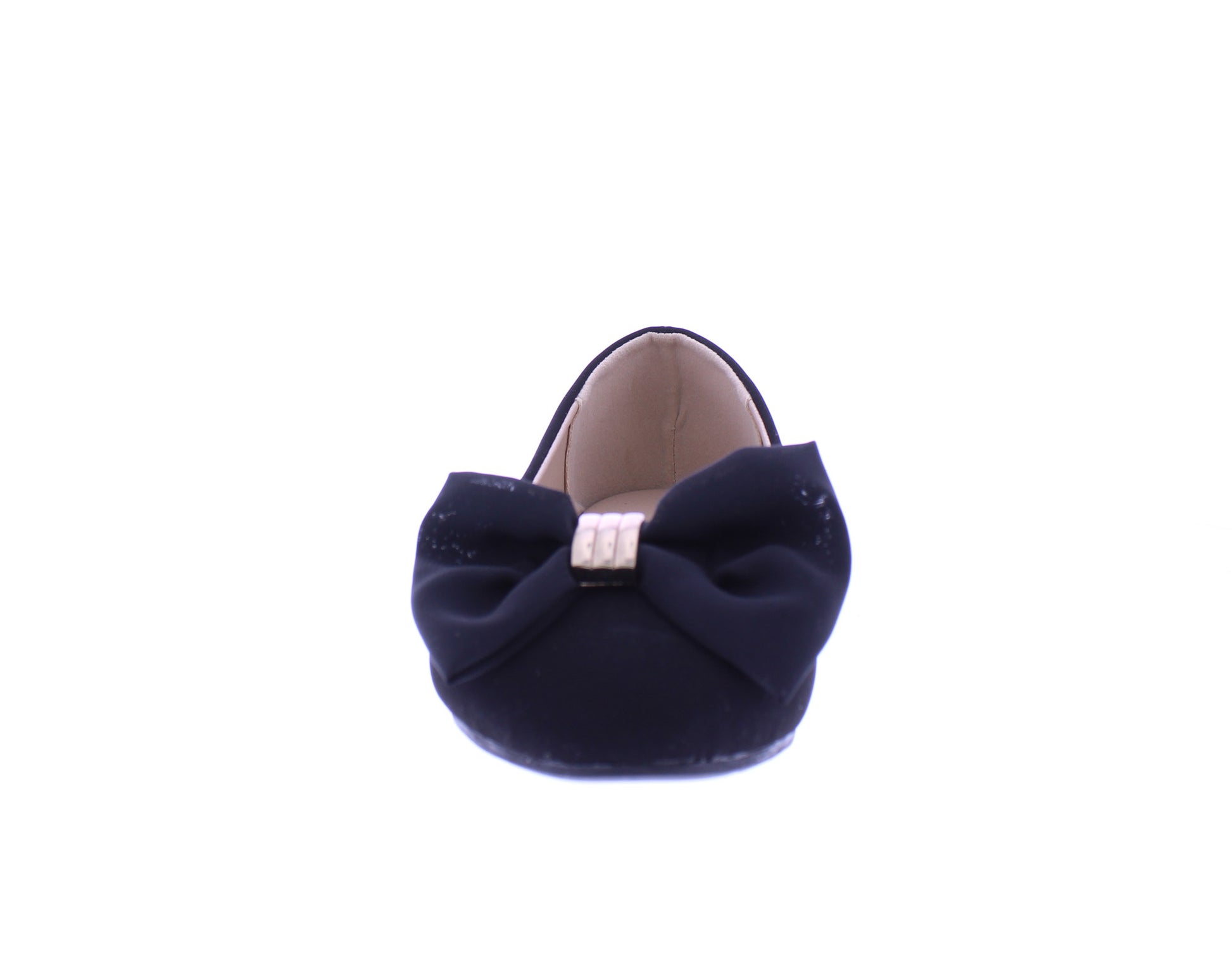 Women Suede Ballerina with Chiffon Bow