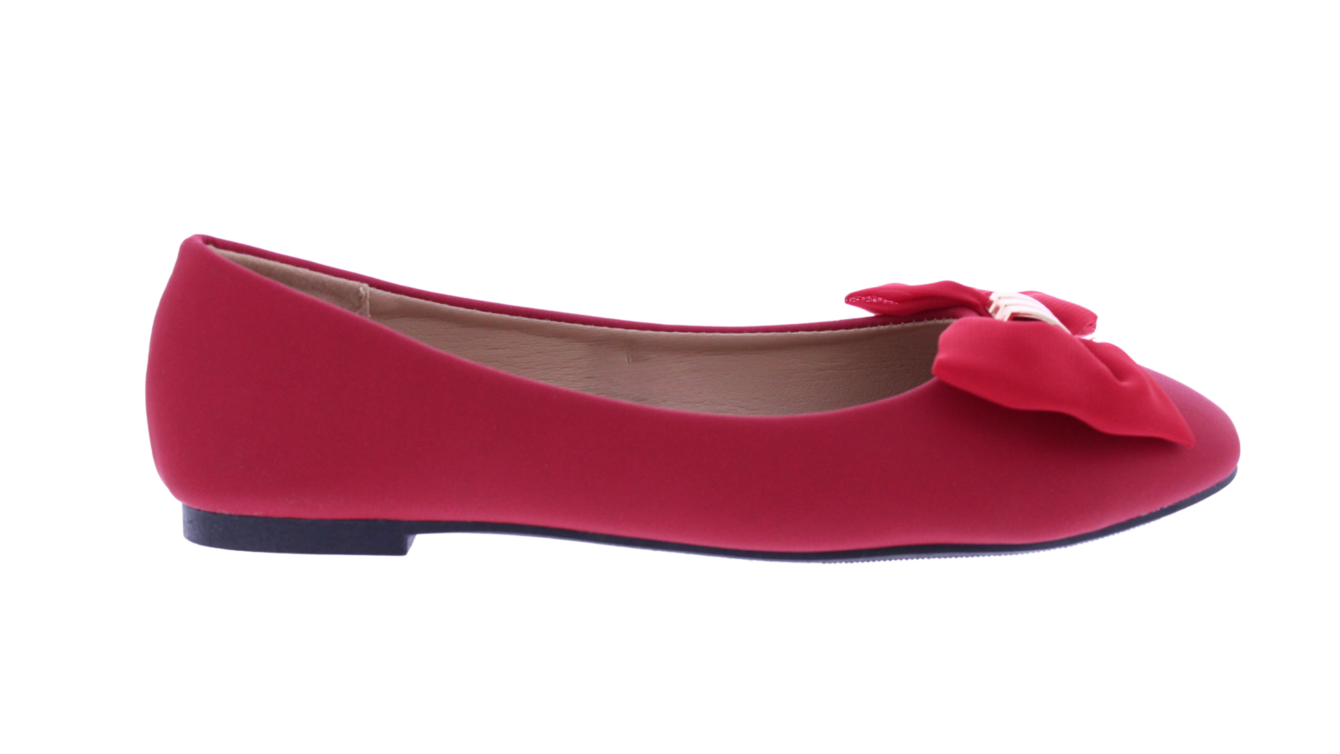 Women Suede Ballerina with Chiffon Bow